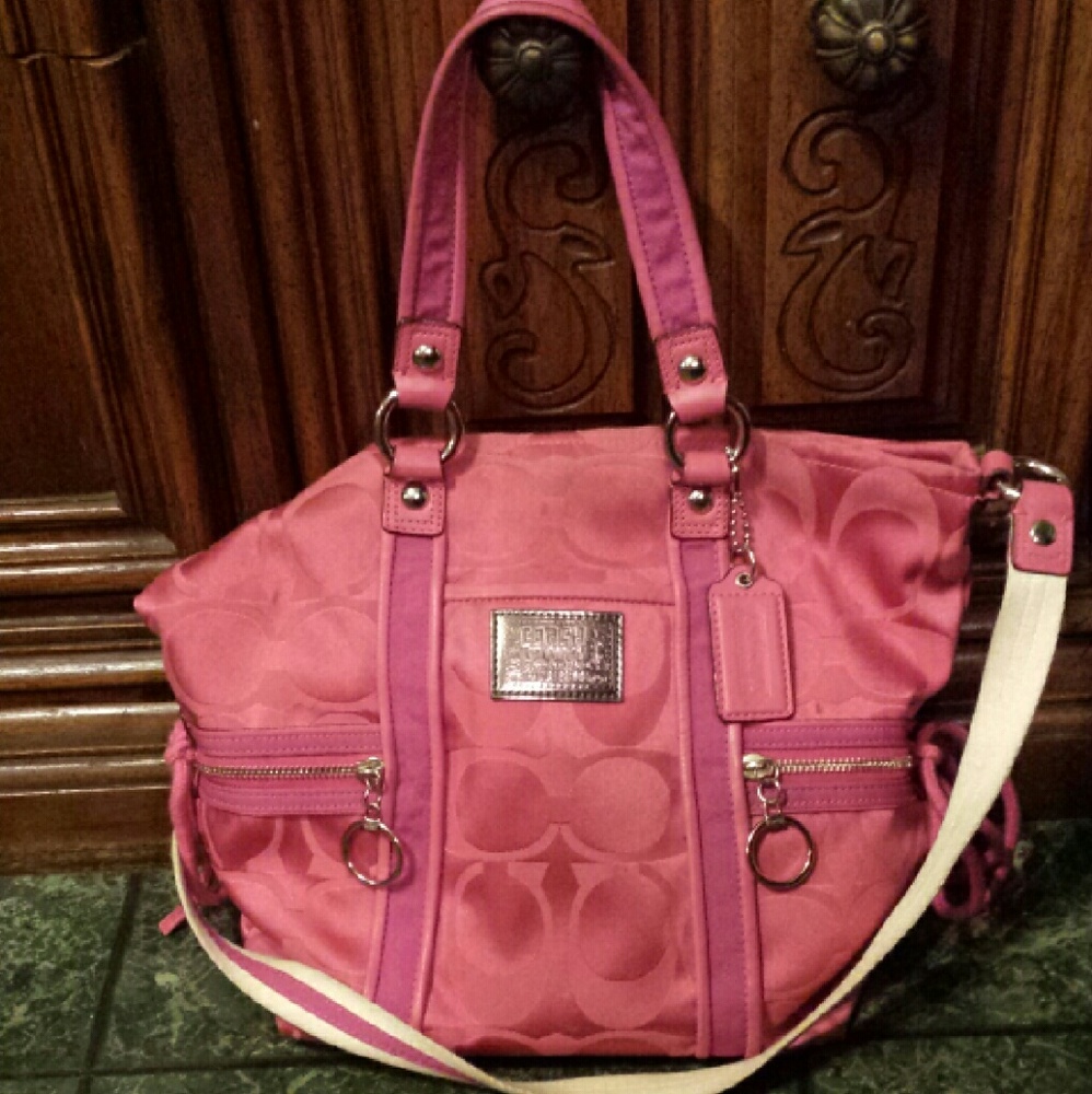 Pink poppy coach purse