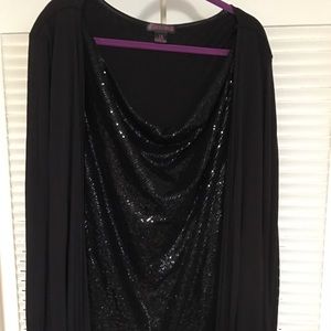 NWOT Sequin top with built in black cardigan