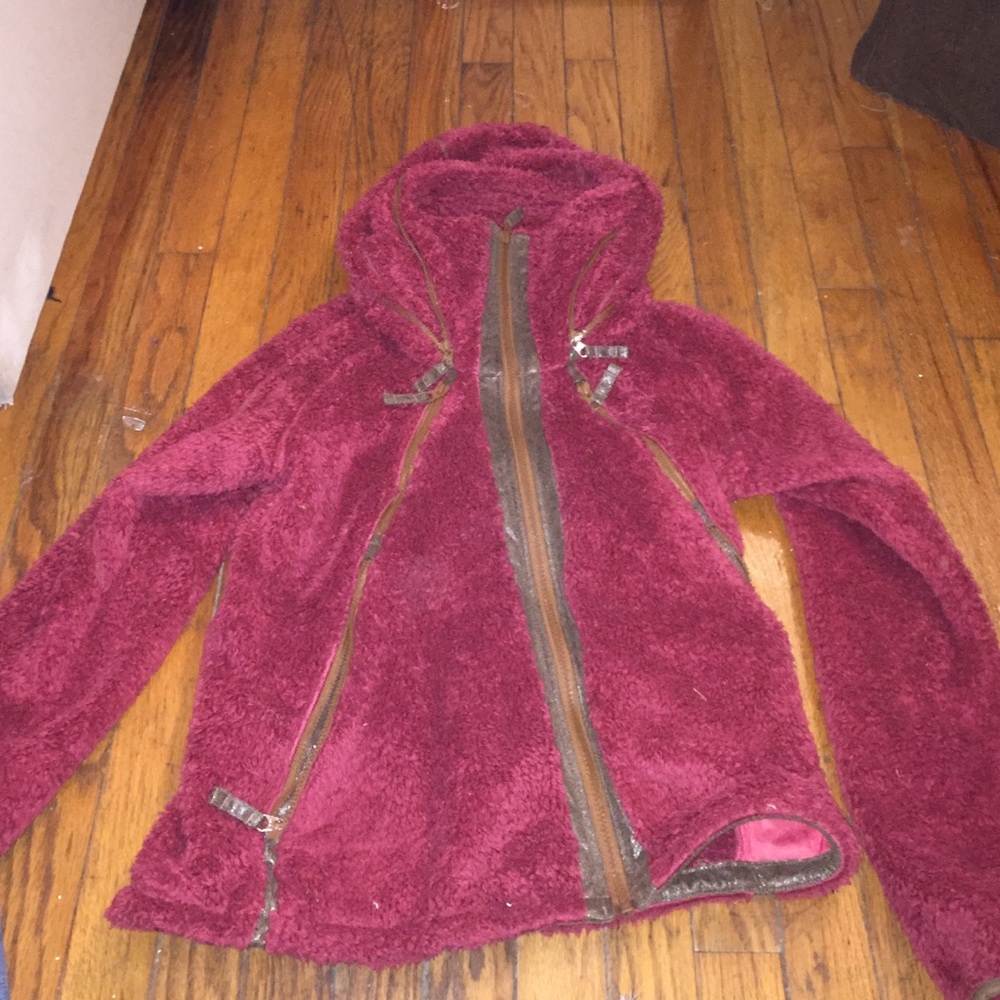 LL Bean High Neck Fuzzy Zip Up
