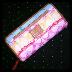 Coach Rainbow Pastel Jacquard Zip-around Wallet