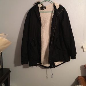 Black fur lined parka