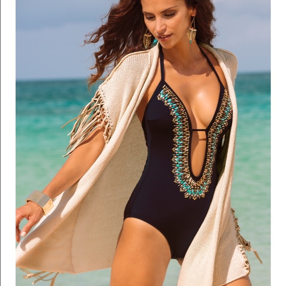 Boston Proper Trim Fringe Cardigan - Picture 2 of 2