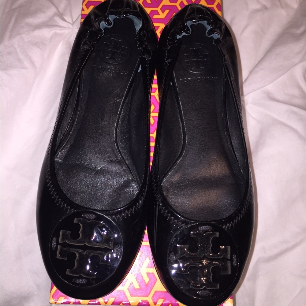 Tory Burch black patent ballet flats