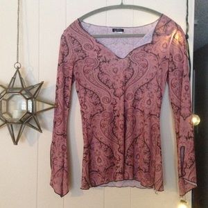 70's inspired pink bell sleeve top!