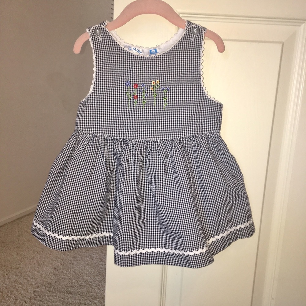 Baby girl's black & white gingham dress
