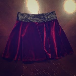 Red Velour Skater Skirt