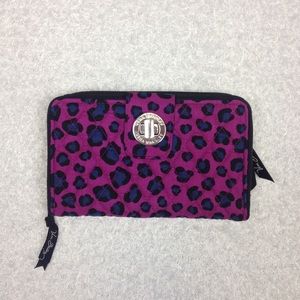 Vera Bradley Purple Leopard Spots Turnlock Wallet