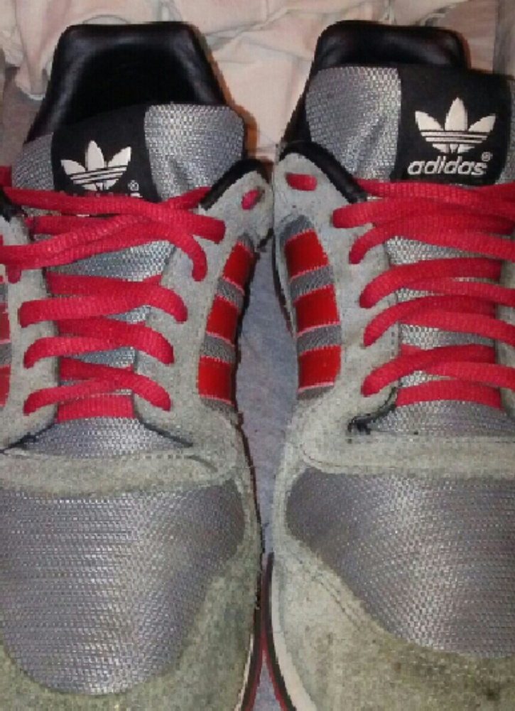 Adidas Leather Grey n red