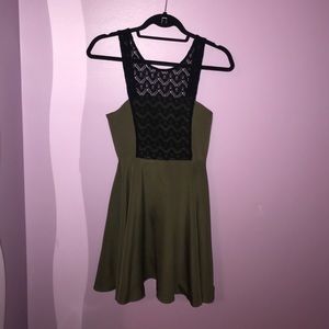 Olive dress with lace detailing