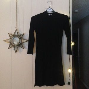 black mock turtleneck mini dress