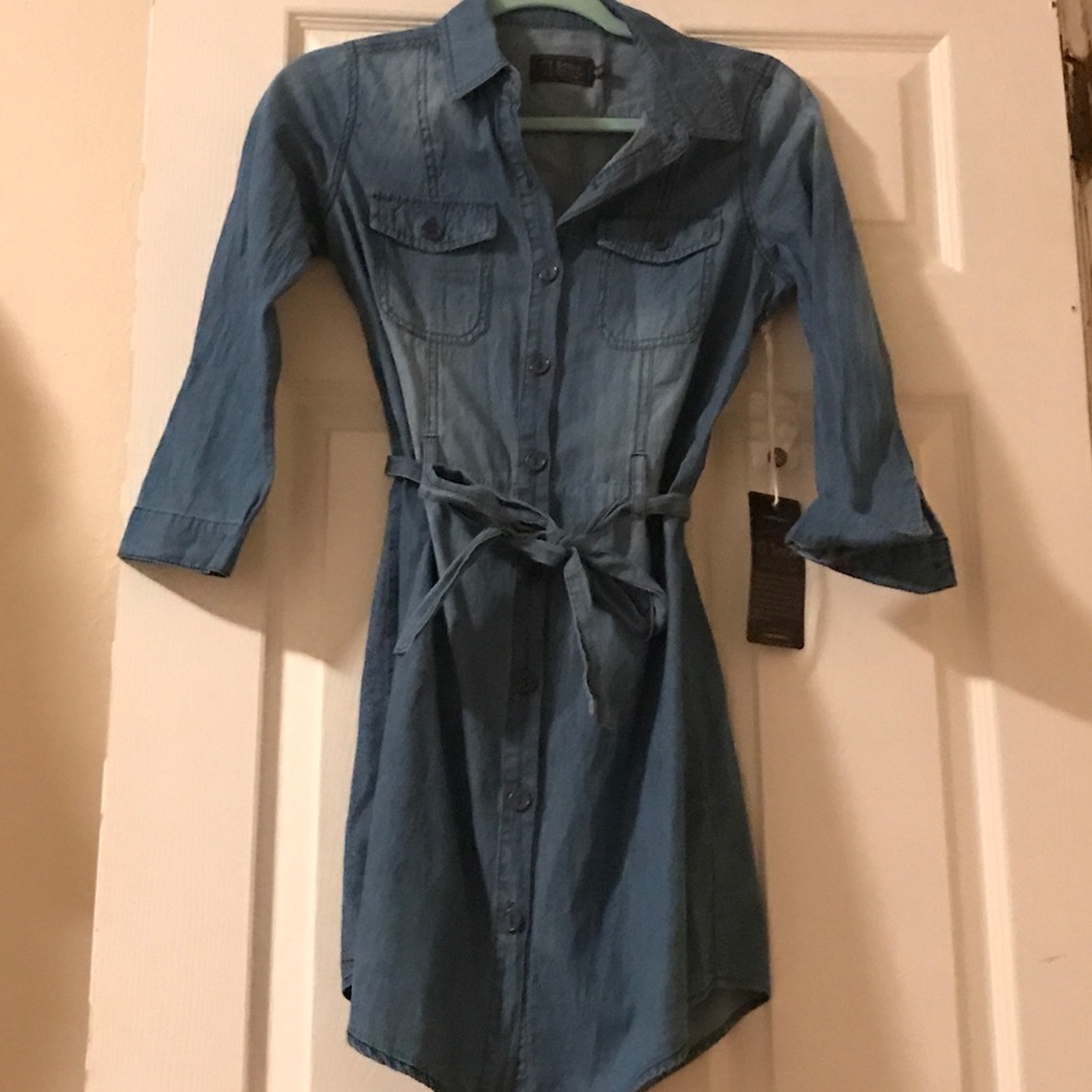 Denim button down dress