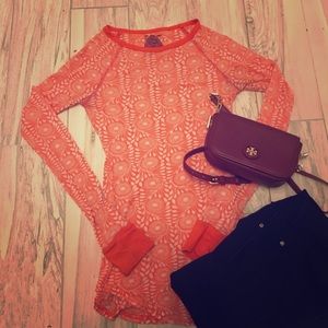 Free people thermal orange printed shirt