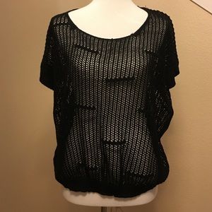 Black mesh see through shirt