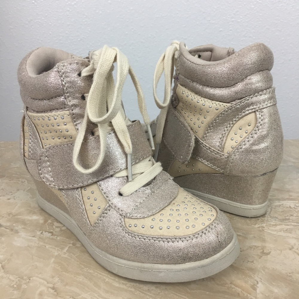 Girl's Gold Wedge Sneakers