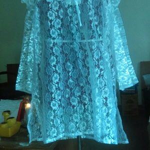 Lace over shirt with satin tie closure