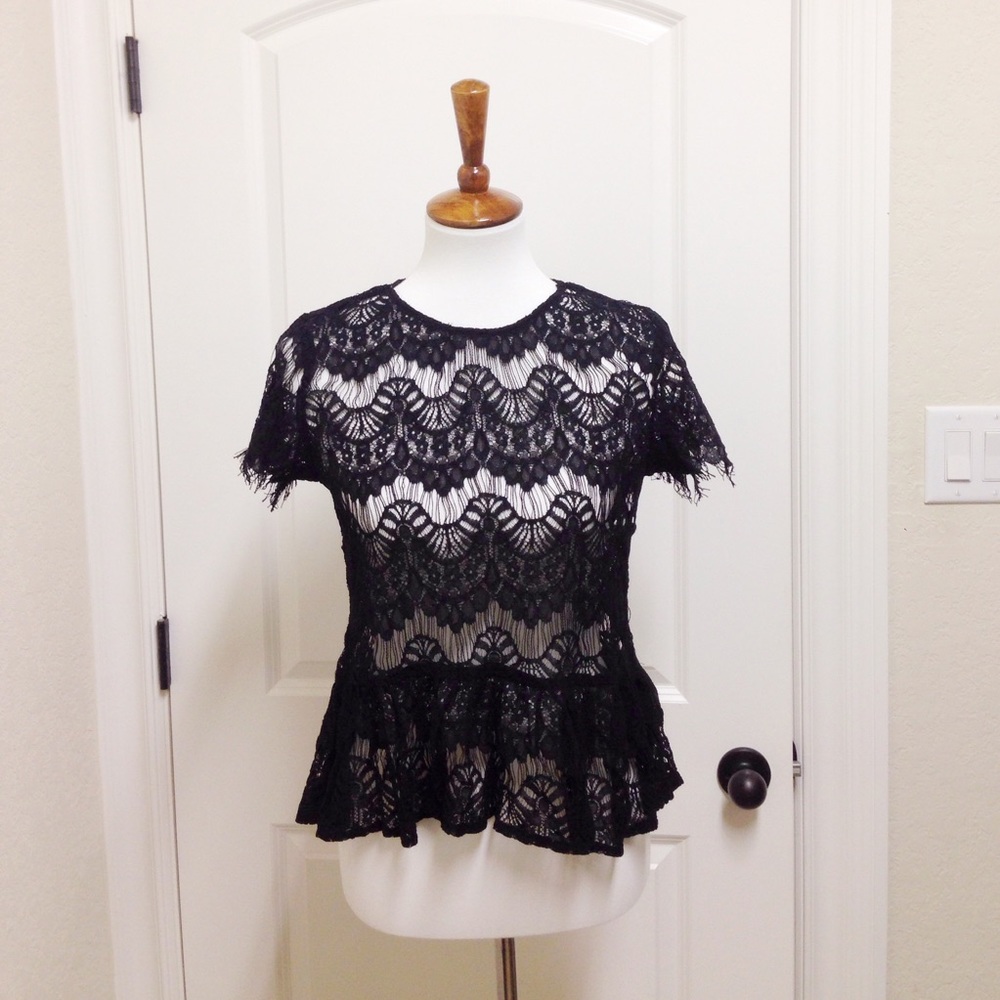 NWT Lace peplum top (dusty rose or black)