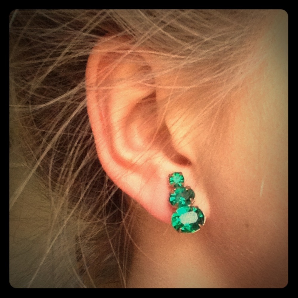 cute green clip on earring