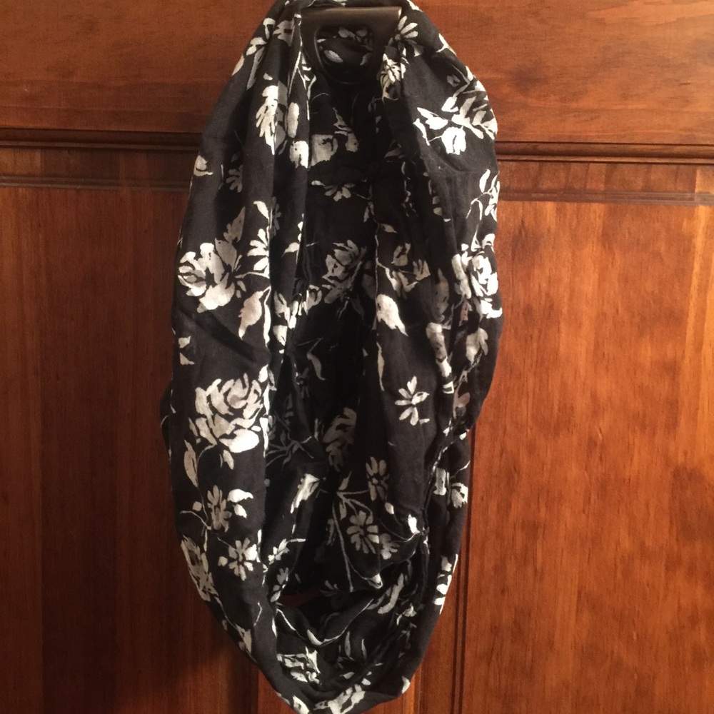 Black floral infinity scarf