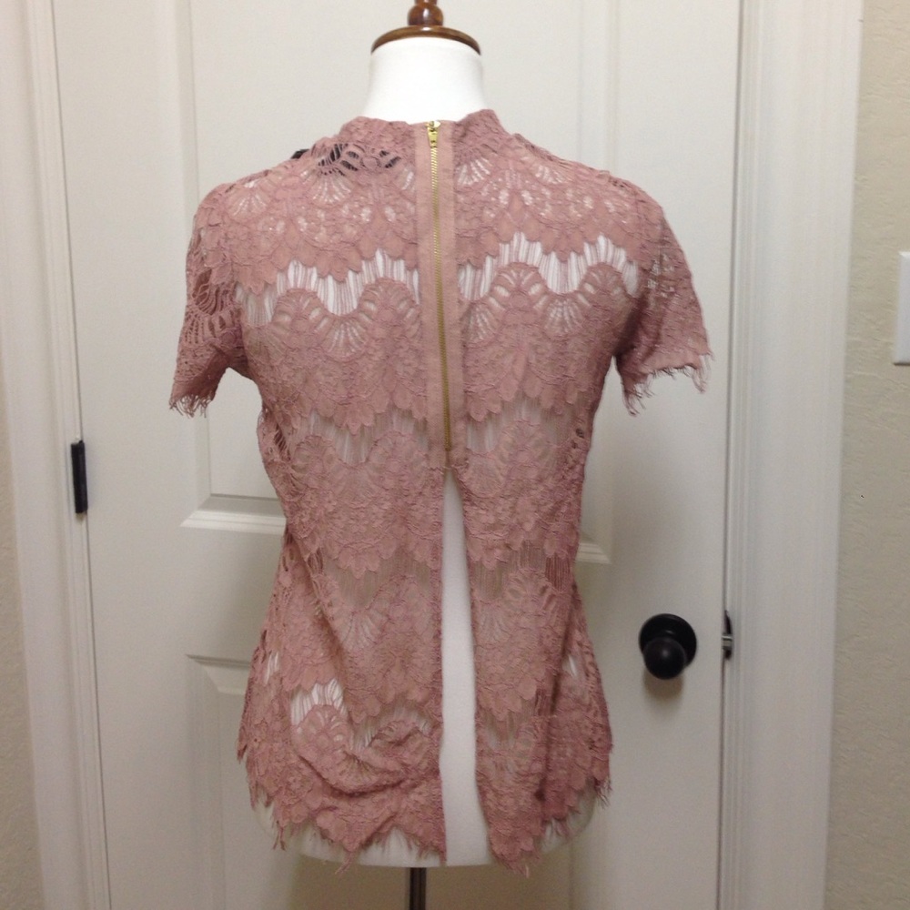 NWT pink lace short sleeve top - Picture 2 of 5