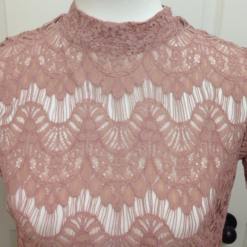 NWT pink lace short sleeve top - Picture 3 of 5