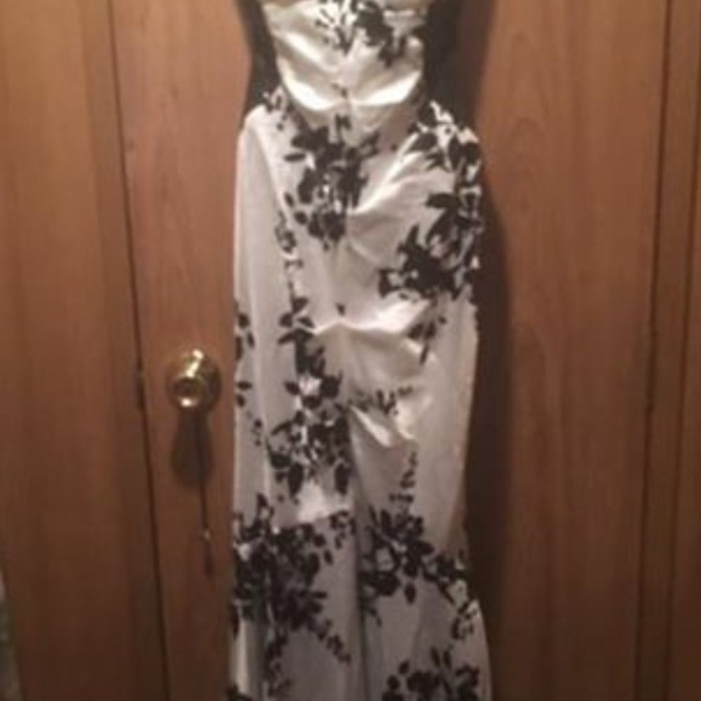 Black and white floor length dress