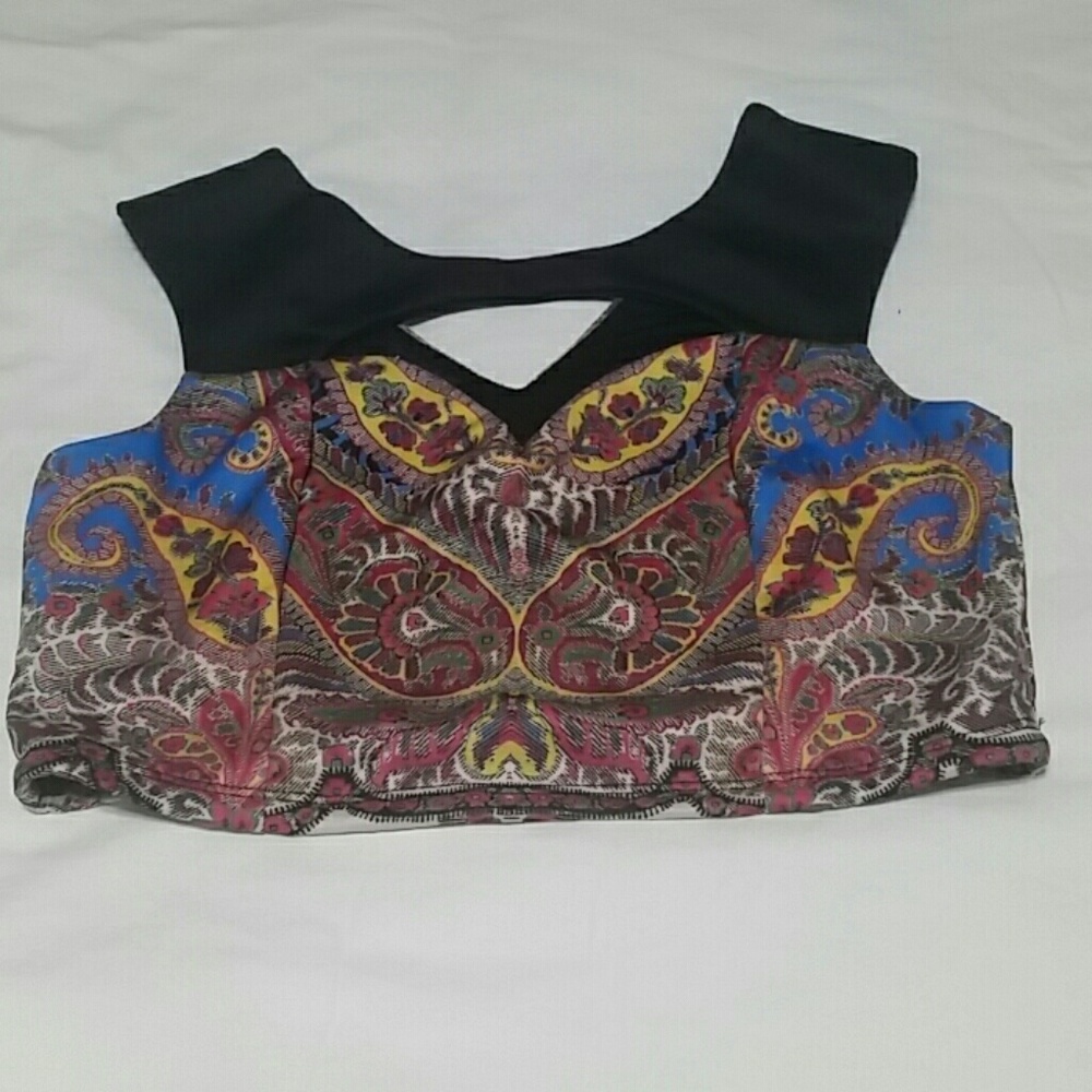 Bebe Retro Paisley Crop Top