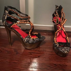 Print shoes with beaded details