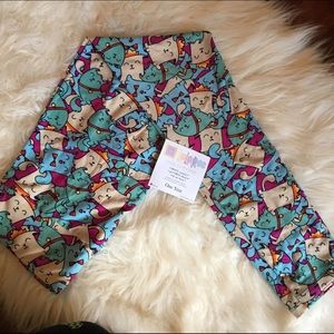 LuLaRoe Cartoon Kitty OS Leggings