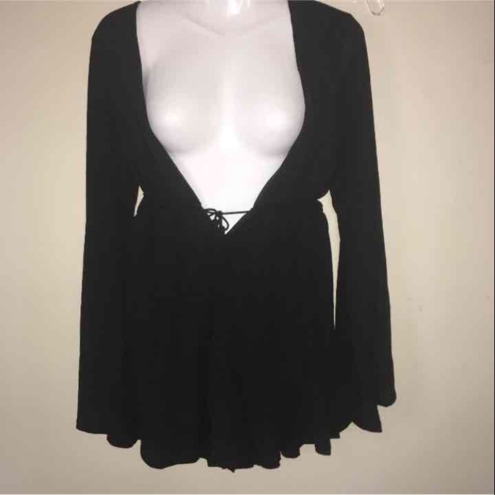 Super Low V Bell Sleeve Romper - Picture 2 of 3