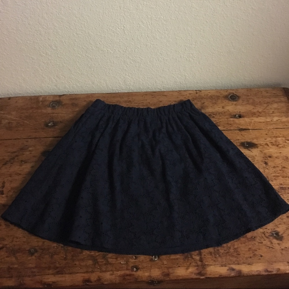 Navy lace floral skirt