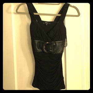 Sky tank top with leather belt