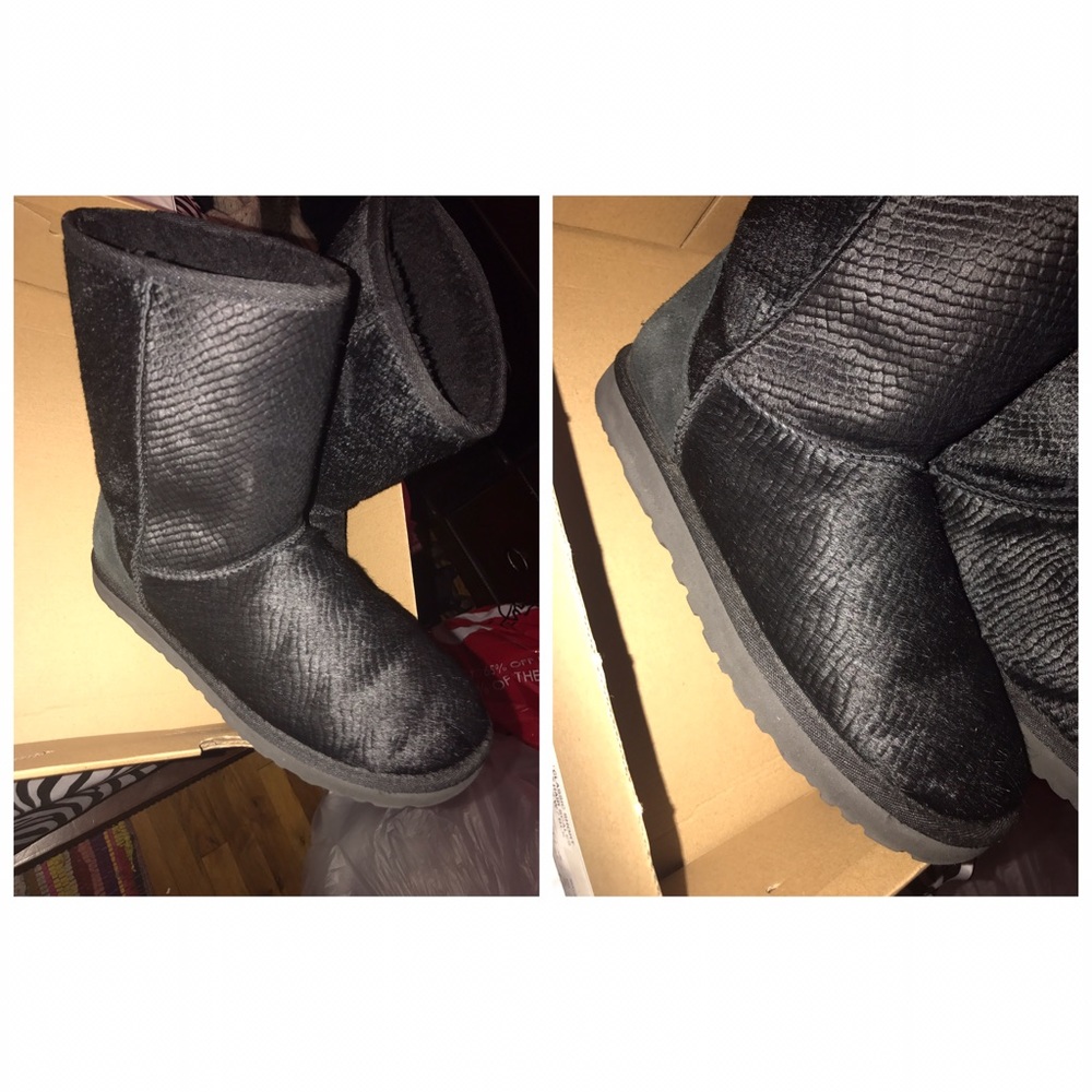 Black Classic Short Real Calf Hair UGG Size 8