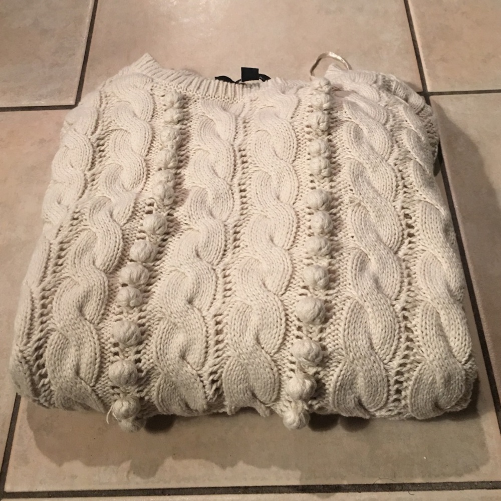 Cable Knit Cream Cropped Sweater.