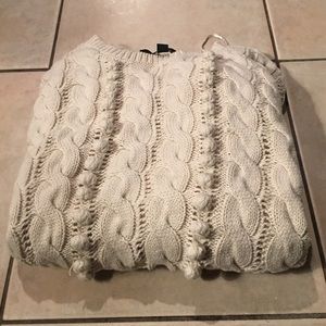 Cable Knit Cream Cropped Sweater.