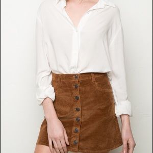 A-Line Corduroy Skirt with Buttons