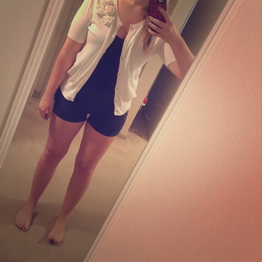 White button-up sweater