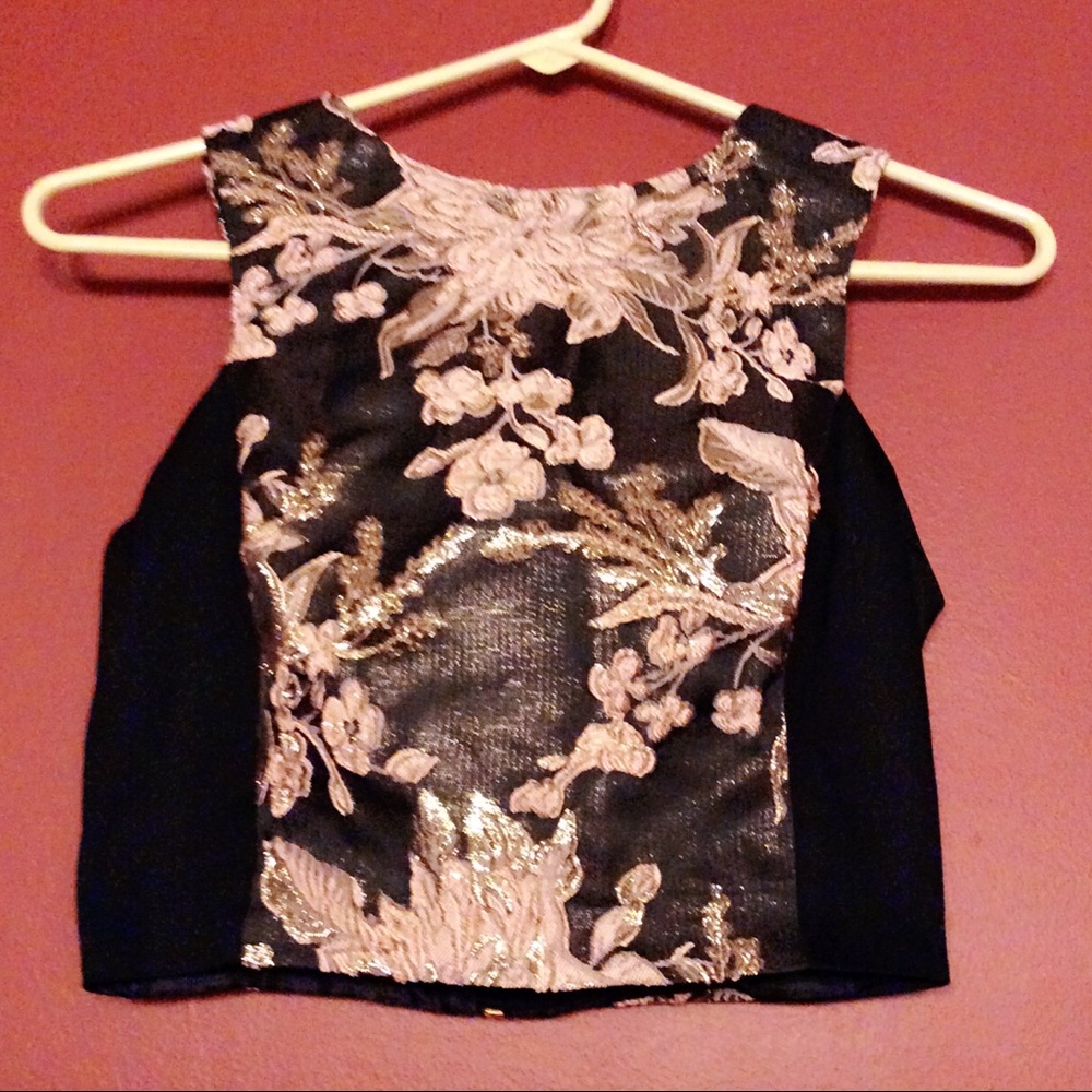 Miss Selfridge floral embroidery cropped top