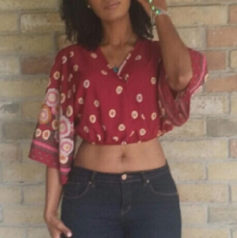 Festival Bell Sleeved Crop Top Blouse