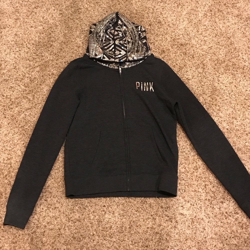 Sequin zipper hoodie