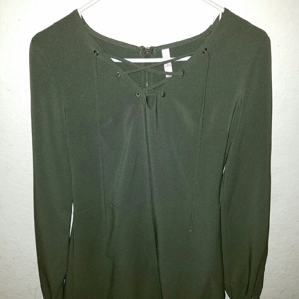 Green Lace Up Romper