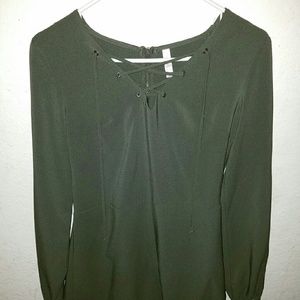 Green Lace Up Romper