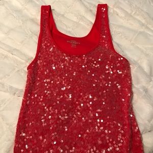 Red sequin tank