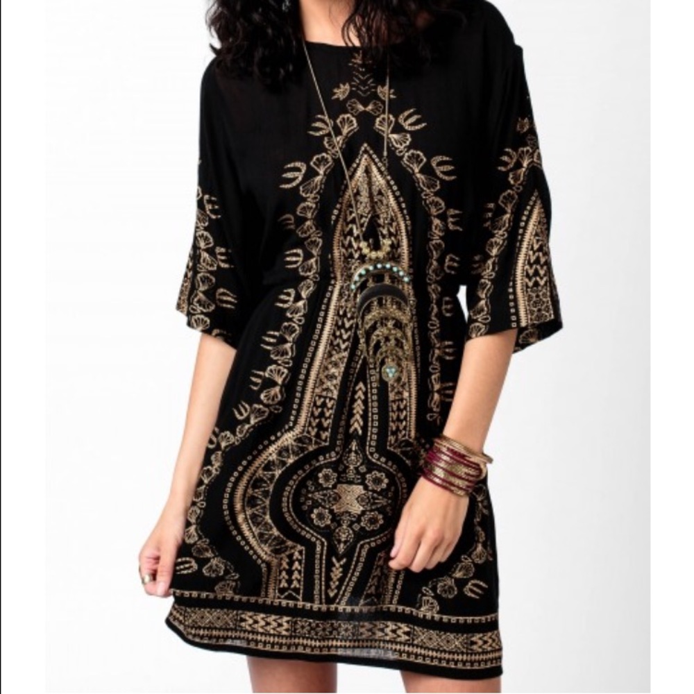 Gold and black dashiki dress