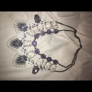 Purple and Marble Statement Necklace