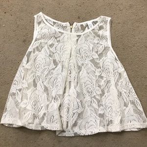Lace zip back top