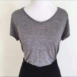 VINCE marled grey tee w rolled scoop neck