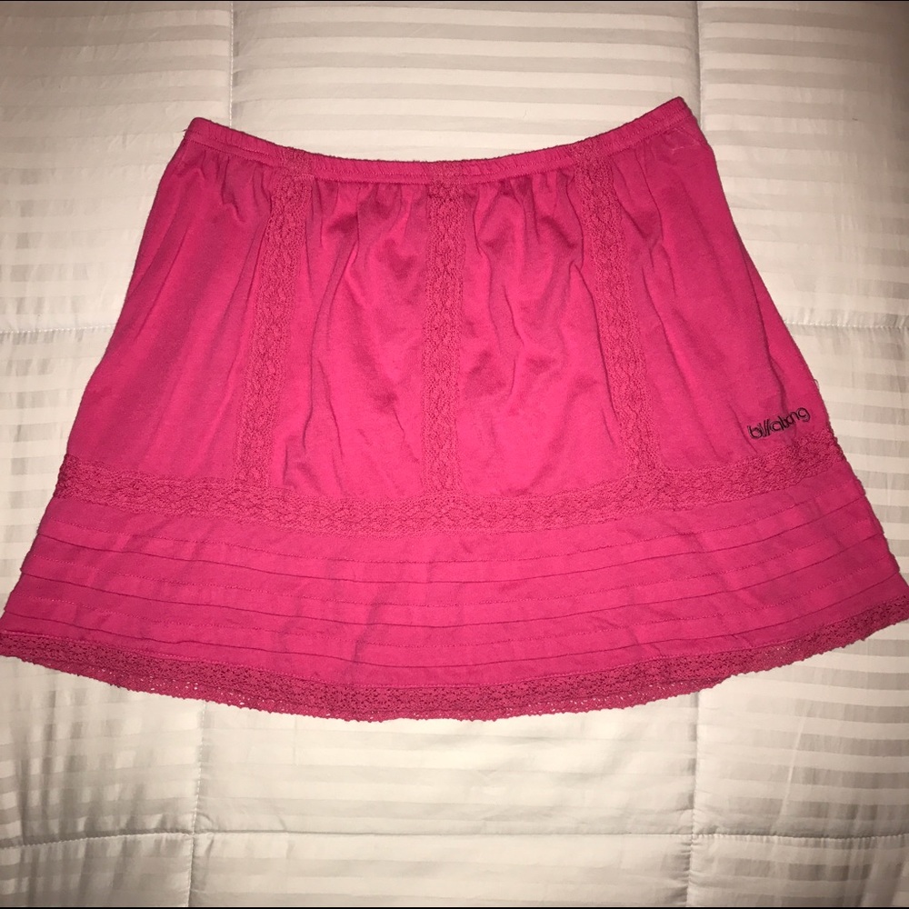 Lace Trim Pink Skirt