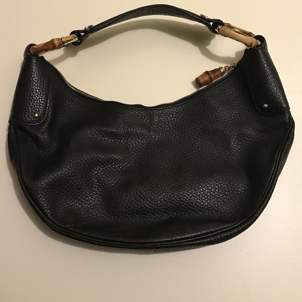Authentic Gucci Bamboo ring leather medium hobo