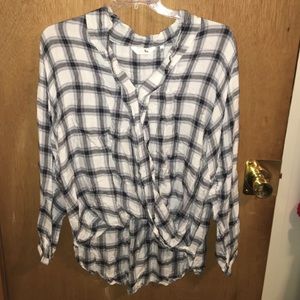 White/Black/Blue Flannel Long Sleeve