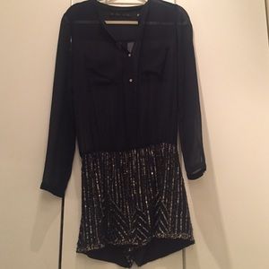 Zara long sleeved sequined romper